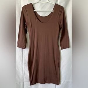 ADC Dress Women’s XS Chocolate Bodycon Round Neck Jersey Knit Brown